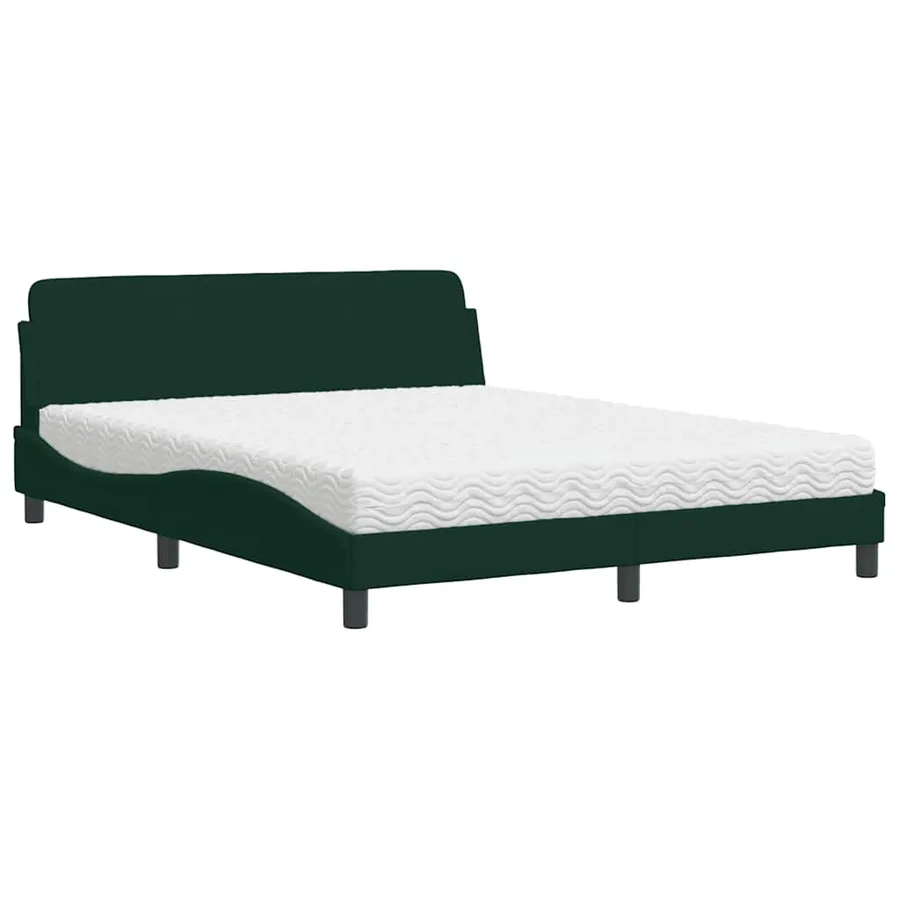 Lit avec matelas Dover vert foncé 160x200 cm velours - 2