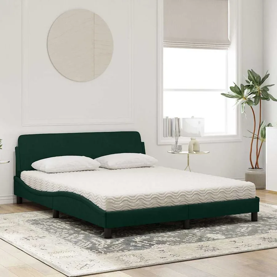 Lit avec matelas Dover vert foncé 160x200 cm velours - 3