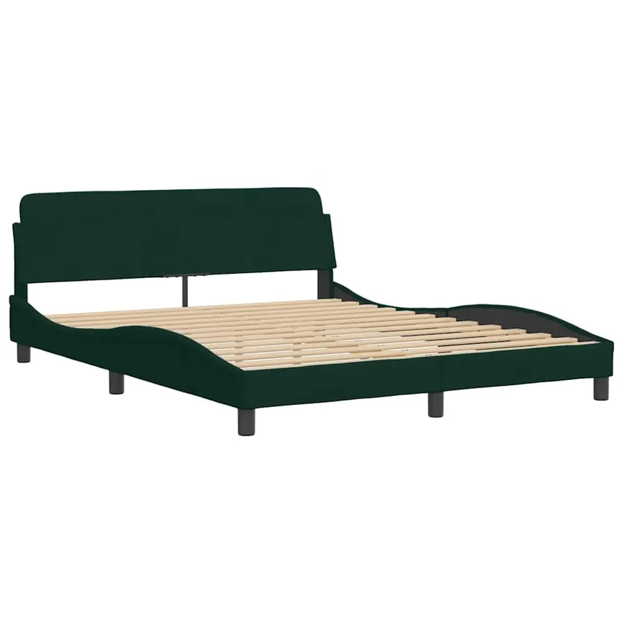 Lit avec matelas Dover vert foncé 160x200 cm velours - 4