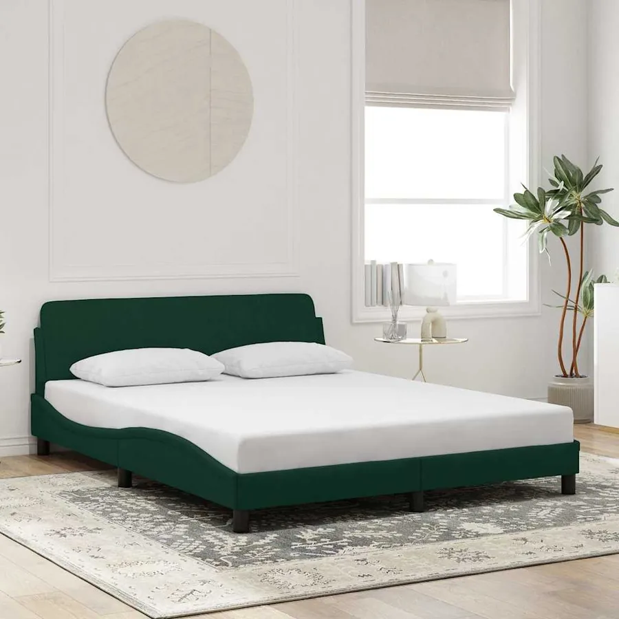 Cadre de lit Dover vert foncé 160x200 cm velours