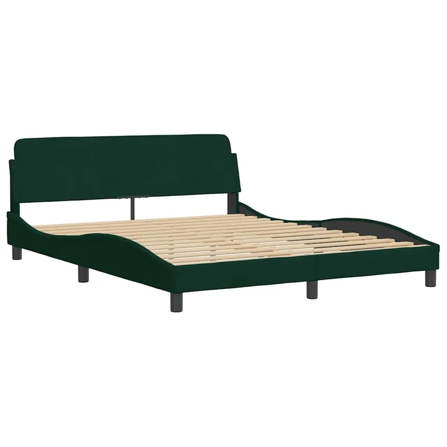 Cadre de lit Dover vert foncé 160x200 cm velours - 3