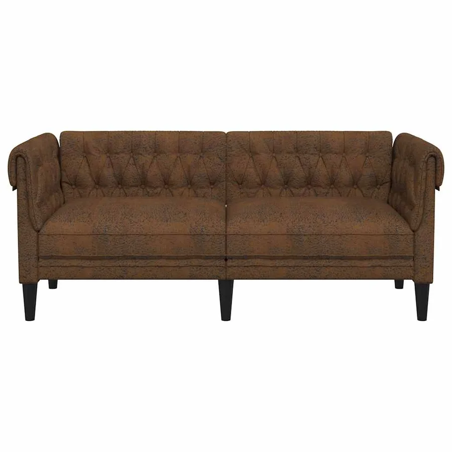 Canapé Chesterfield 2 places marron tissu - 4