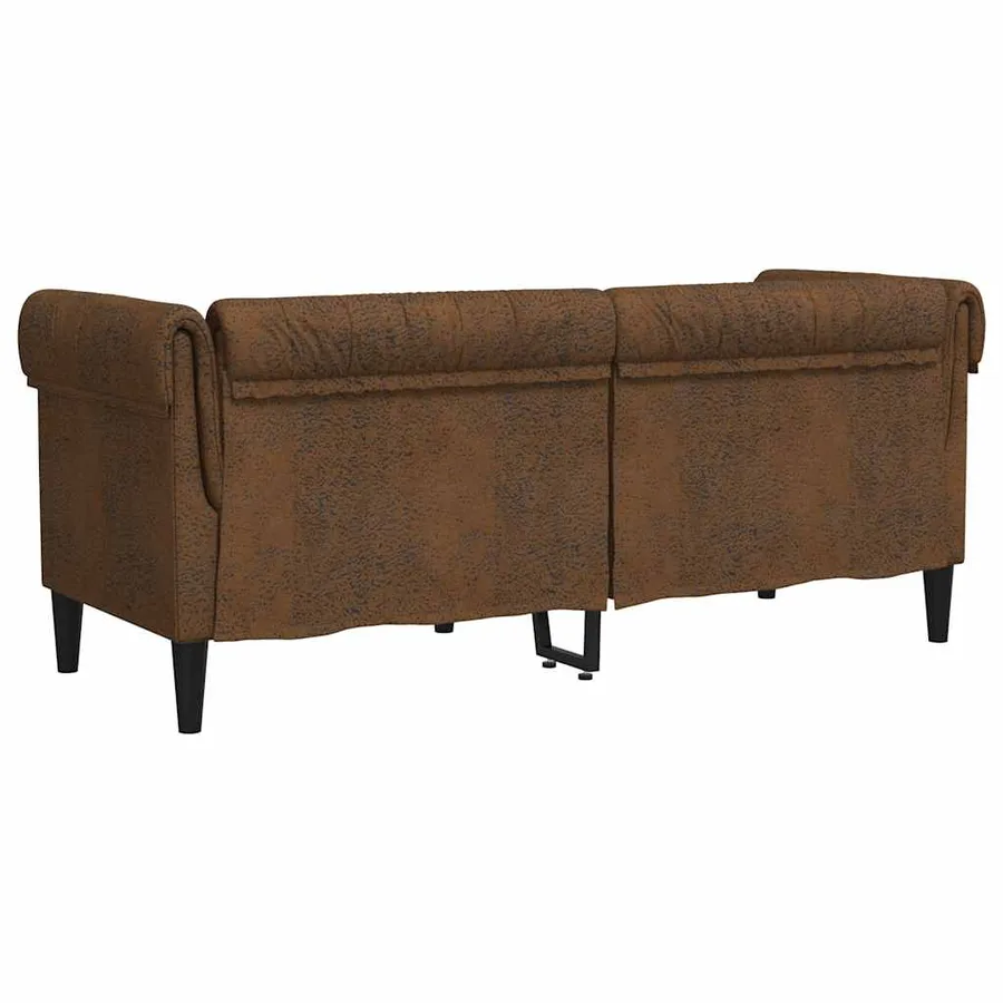 Canapé Chesterfield 2 places marron tissu - 6