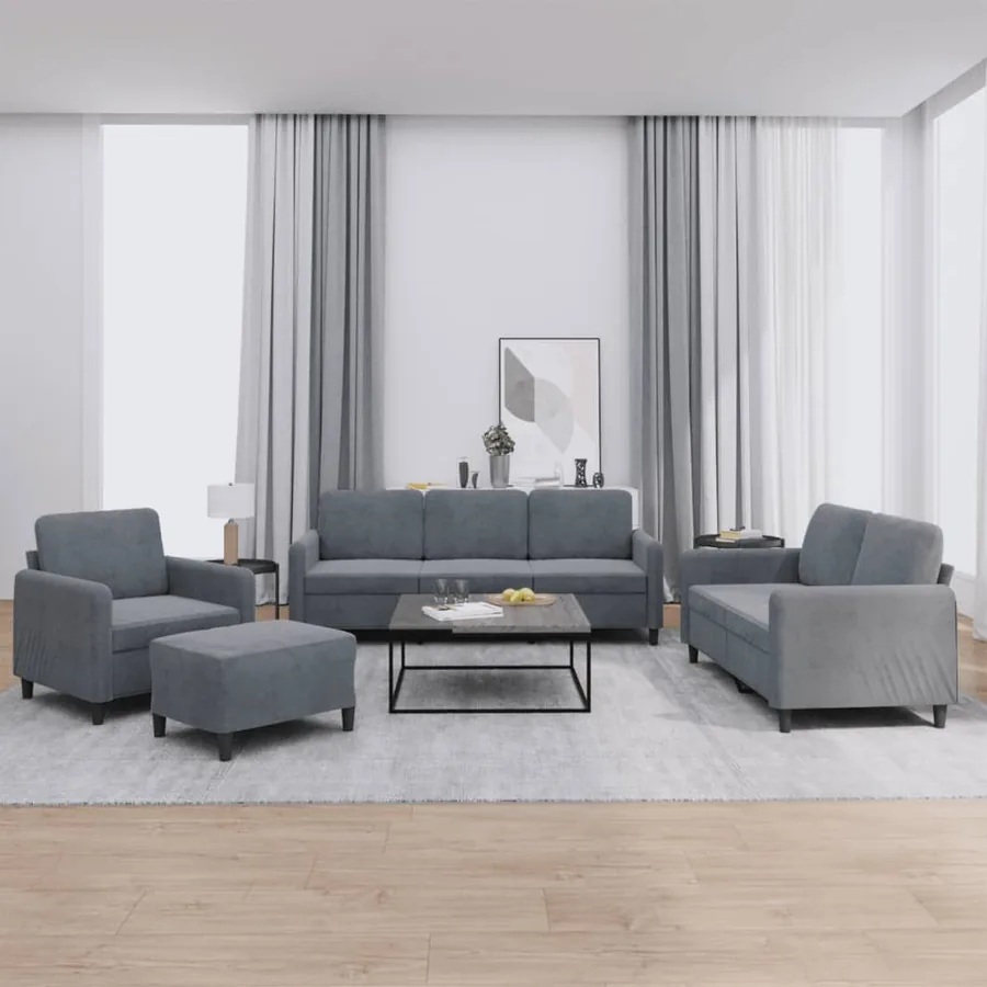 Ensemble de canapés 4 pcs gris foncé velours