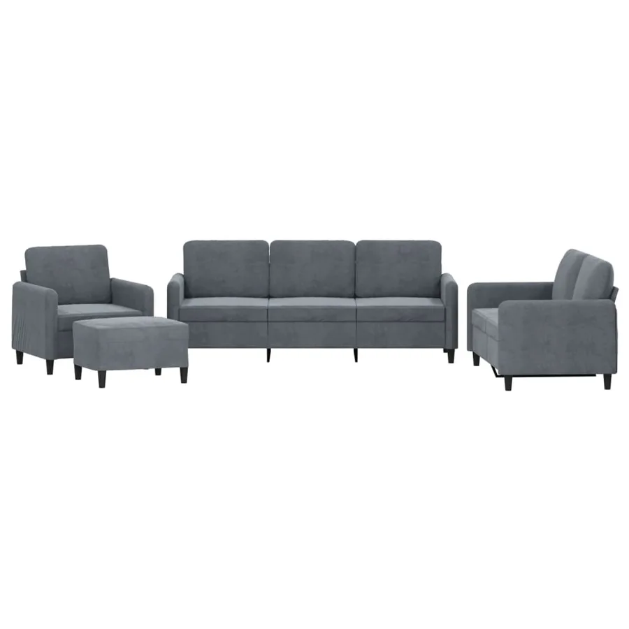 Ensemble de canapés 4 pcs gris foncé velours - 2