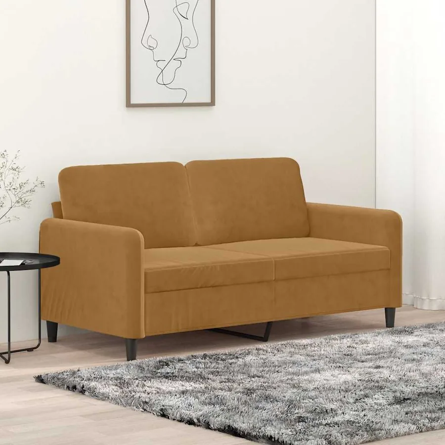 Canapé à 2 places Marron 140 cm Velours