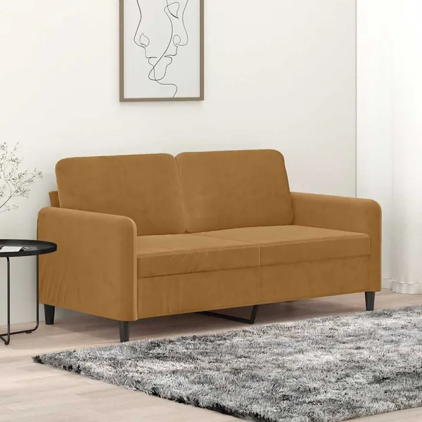 Canapé à 2 places Marron 140 cm Velours
