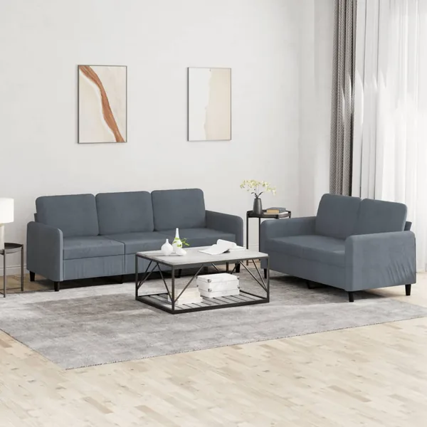 Ensemble de canapés 2 pcs gris foncé velours