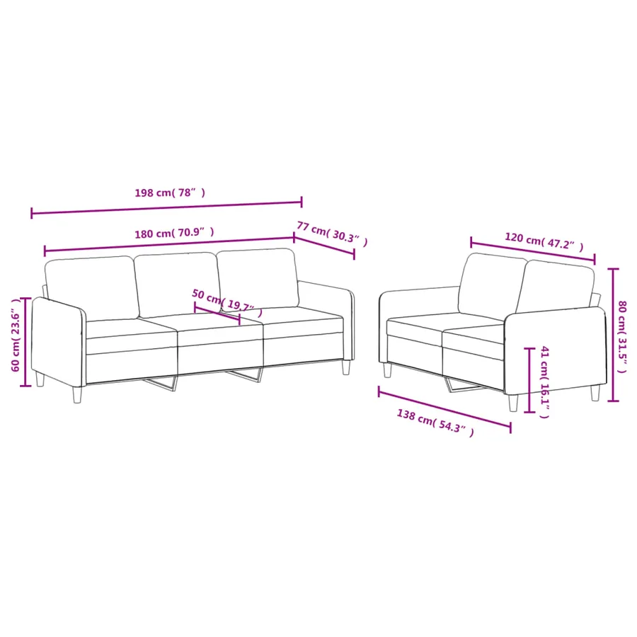 Ensemble de canapés 2 pcs gris foncé velours - 7