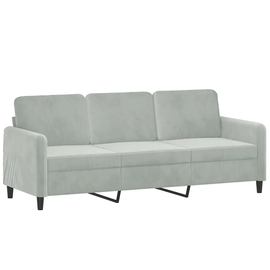 Ensemble de canapés 2 pcs avec coussins gris clair velours - 4