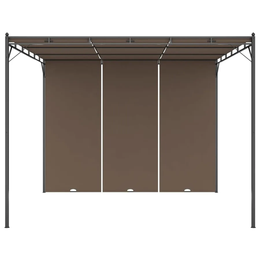 Belvédère de jardin avec rideau latéral 3x3x2,25 m Taupe - 3