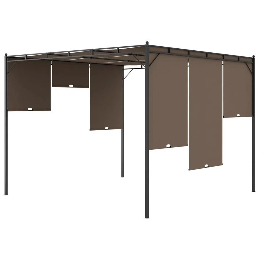 Belvédère de jardin avec rideau latéral 3x3x2,25 m Taupe - 7