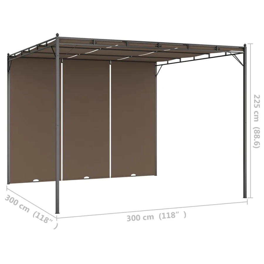 Belvédère de jardin avec rideau latéral 3x3x2,25 m Taupe - 9