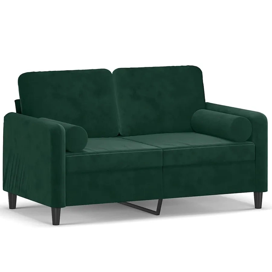 Canapé 2 places avec oreillers vert foncé 120 cm velours - 2