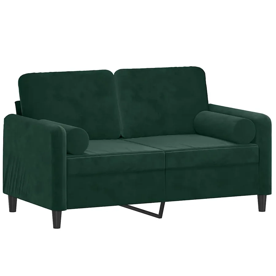 Canapé 2 places avec oreillers vert foncé 120 cm velours - 3