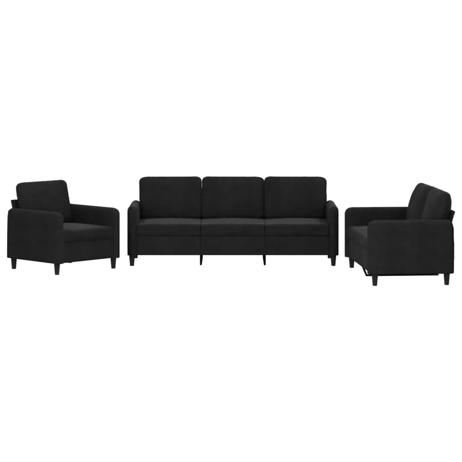 Ensemble de canapés 3 pcs noir velours - 2