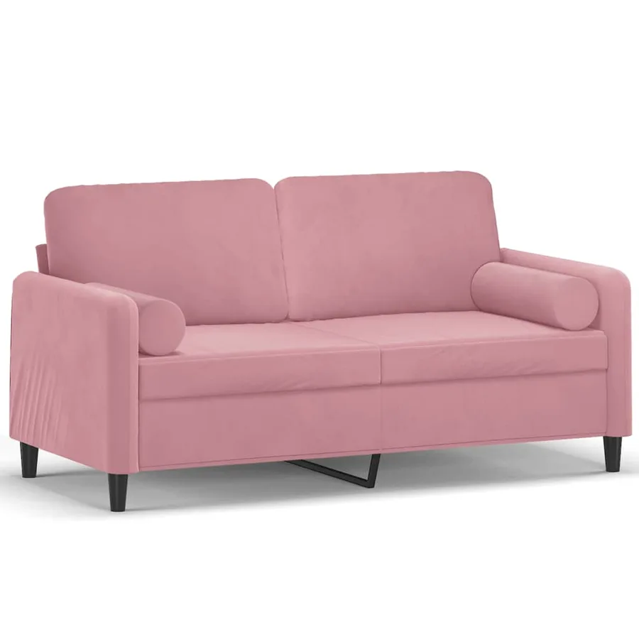 Canapé 2 places avec oreillers décoratifs rose 140 cm velours - 2