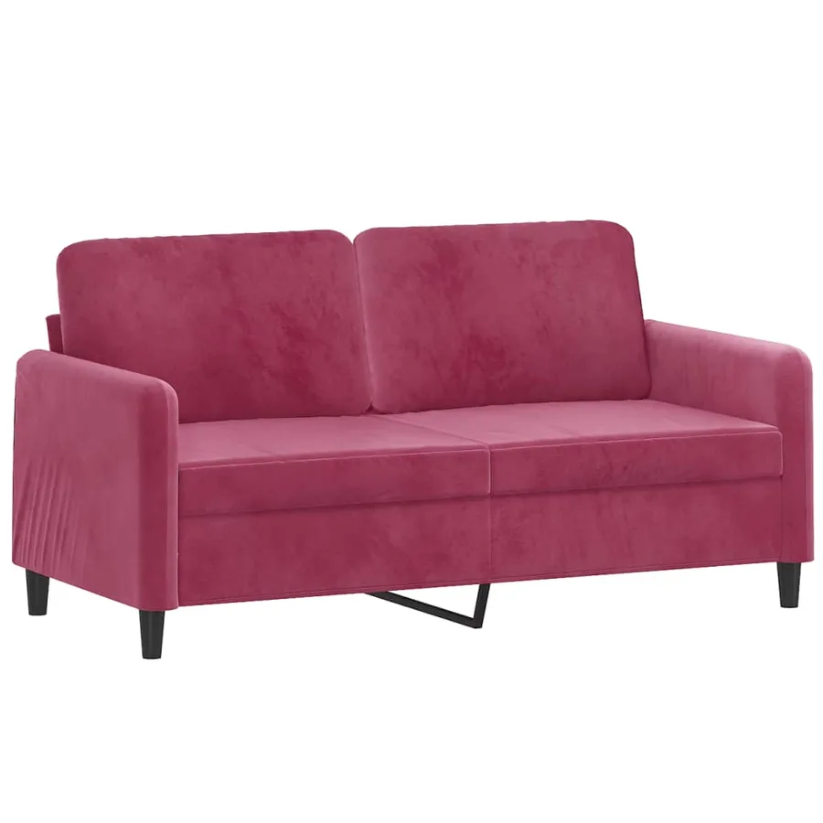 Ensemble de canapés 2 pcs avec coussins rouge bordeaux velours - 4