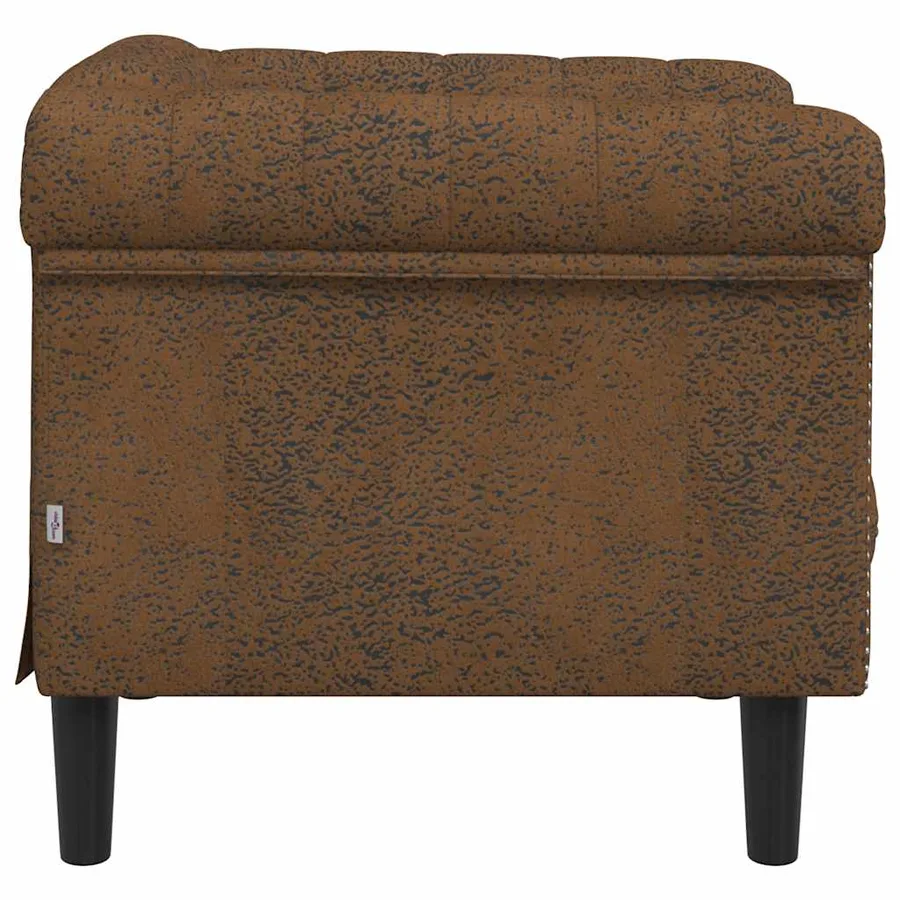 Fauteuil marron similicuir daim - 5