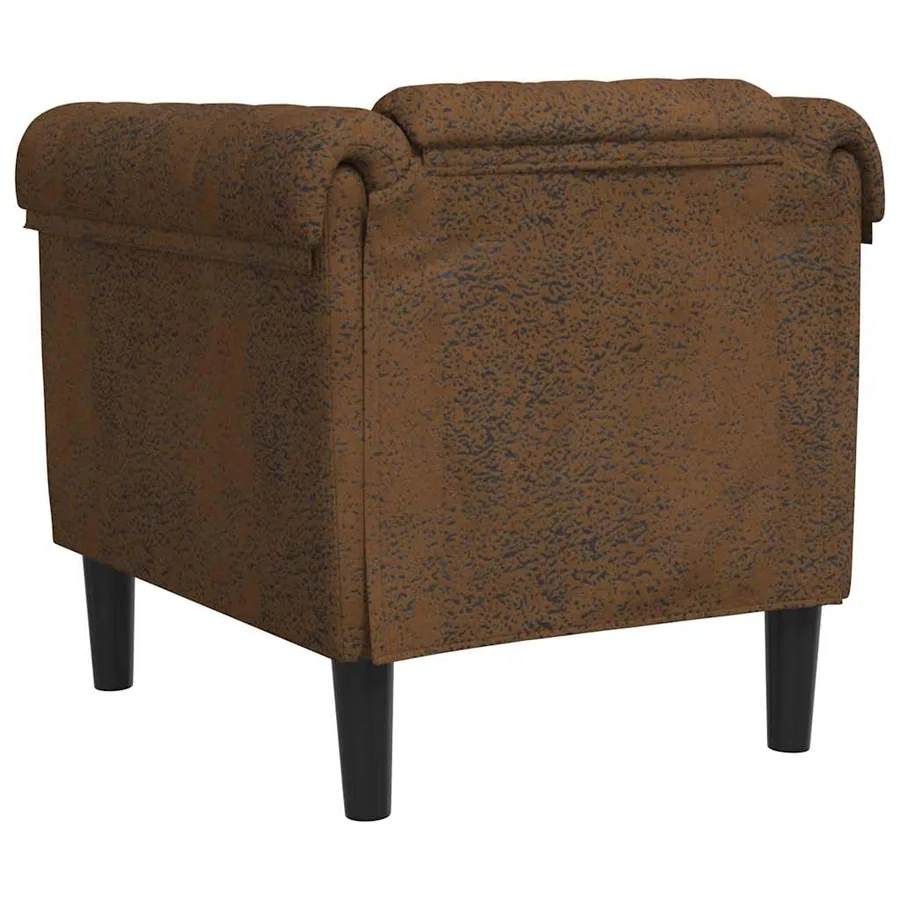 Fauteuil marron similicuir daim - 6