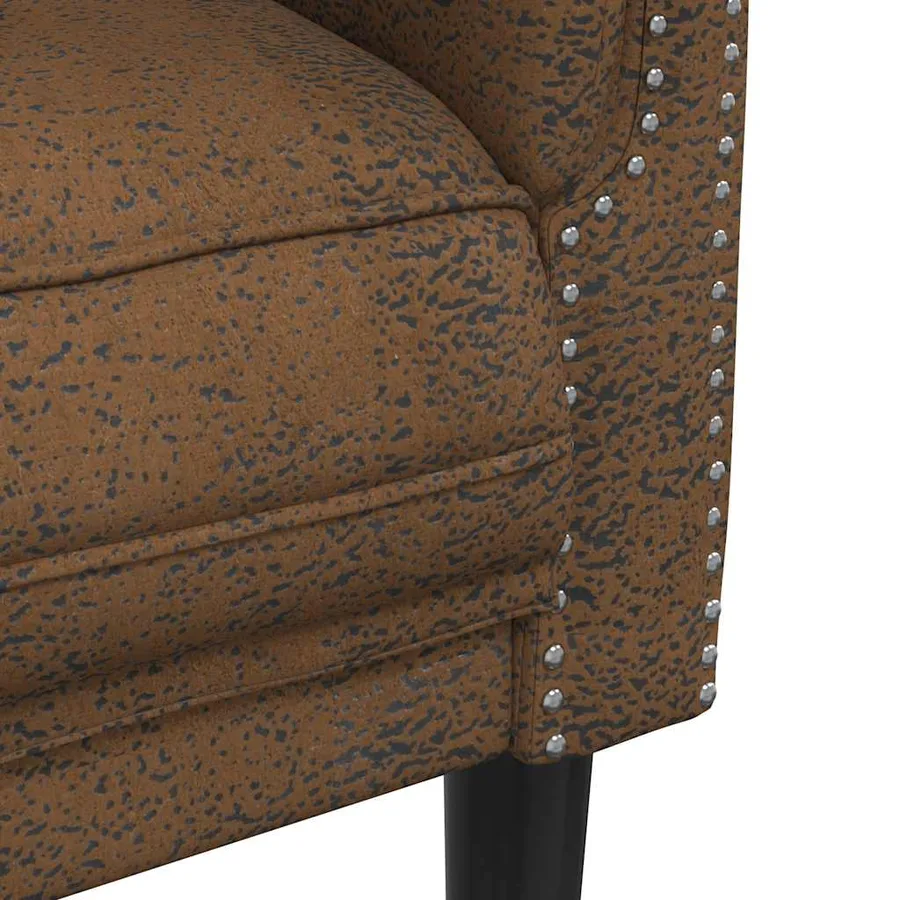 Fauteuil marron similicuir daim - 7