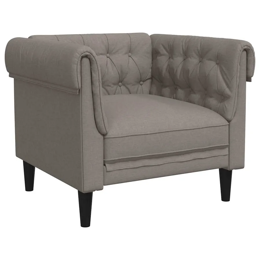 Fauteuil Chesterfield taupe tissu - 2