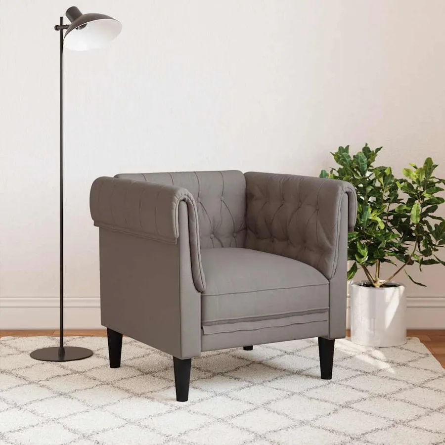 Fauteuil Chesterfield taupe tissu - 3