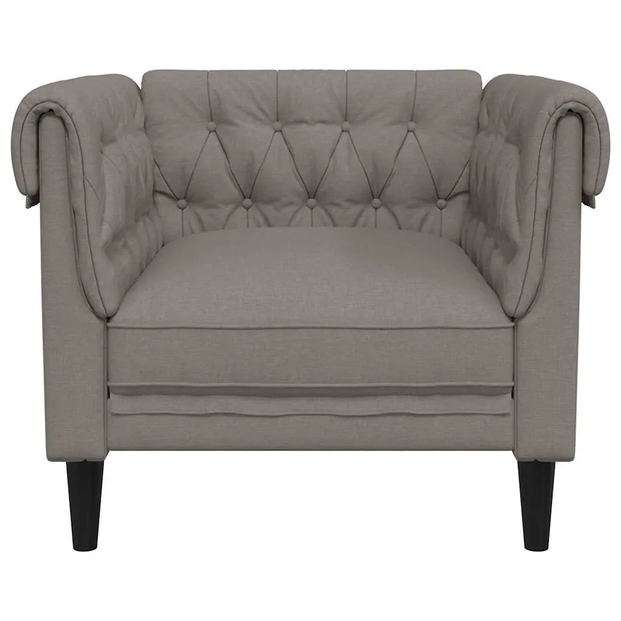Fauteuil Chesterfield taupe tissu - 4