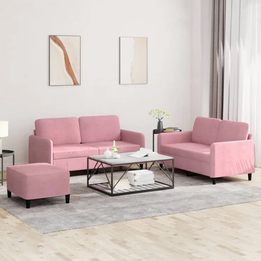 Ensemble de canapés 3 pcs rose velours