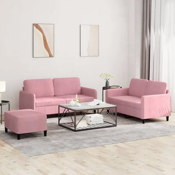 Ensemble de canapés 3 pcs rose velours