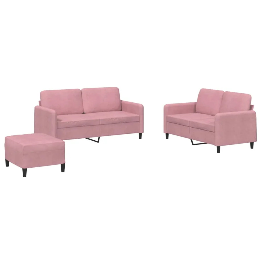Ensemble de canapés 3 pcs rose velours - 2