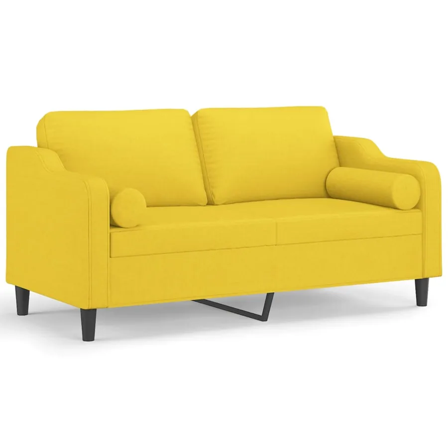 Canapé 2 places avec oreillers jaune clair 140 cm tissu - 2