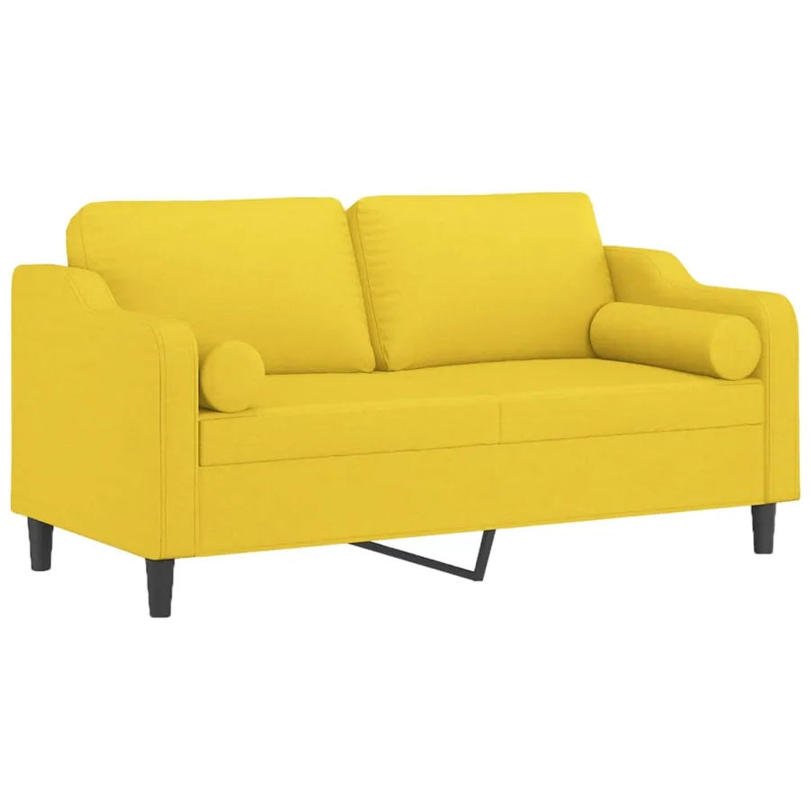 Canapé 2 places avec oreillers jaune clair 140 cm tissu - 3