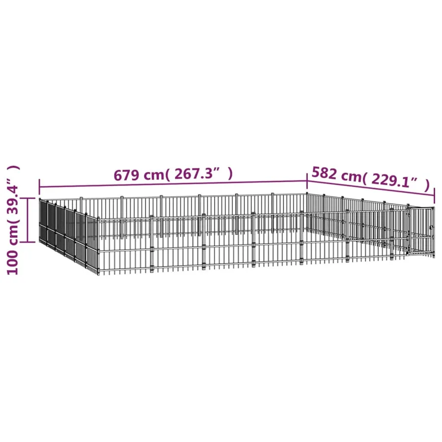 Chenil d'extérieur pour chiens Acier 39,52 m² - 6