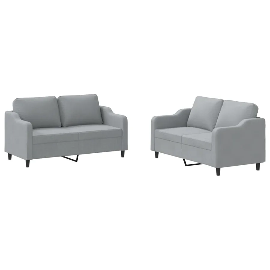 Ensemble de canapés 2 pcs avec coussins Gris clair Tissu - 2