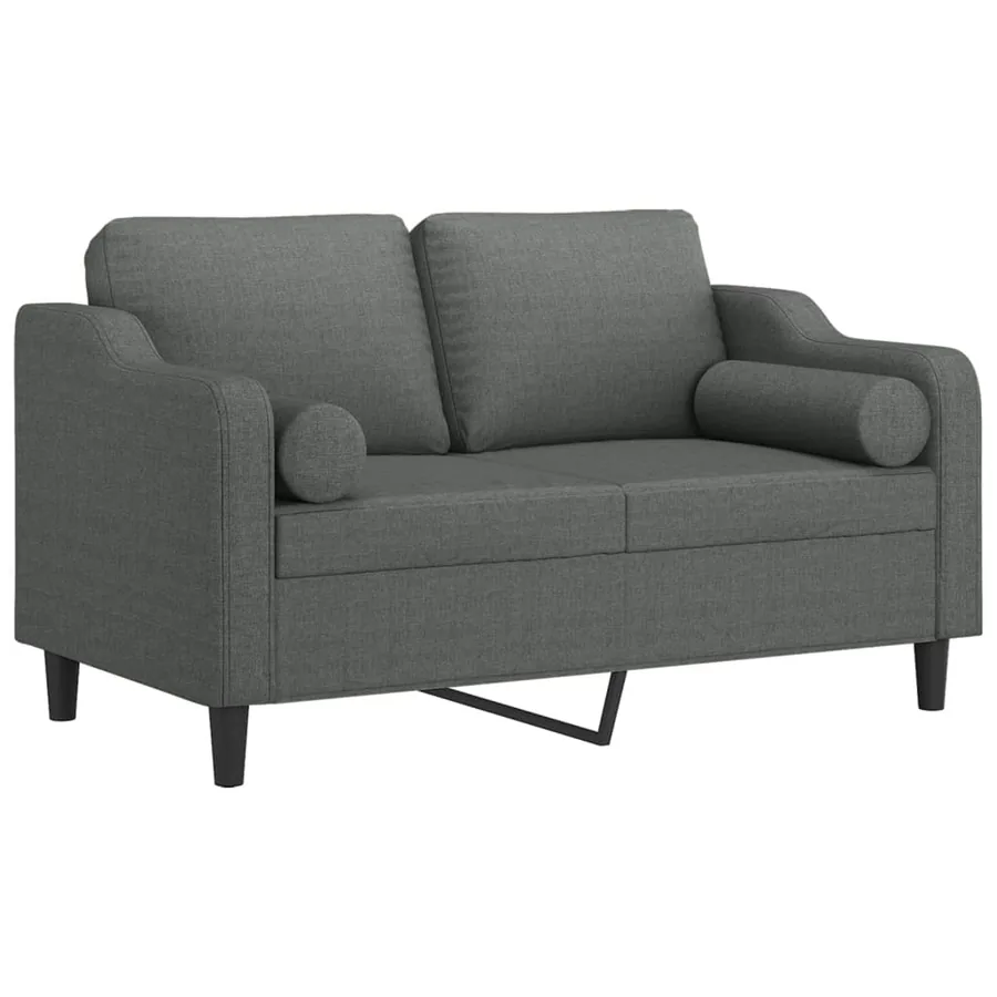 Canapé 2 places avec oreillers gris foncé 120 cm tissu - 3