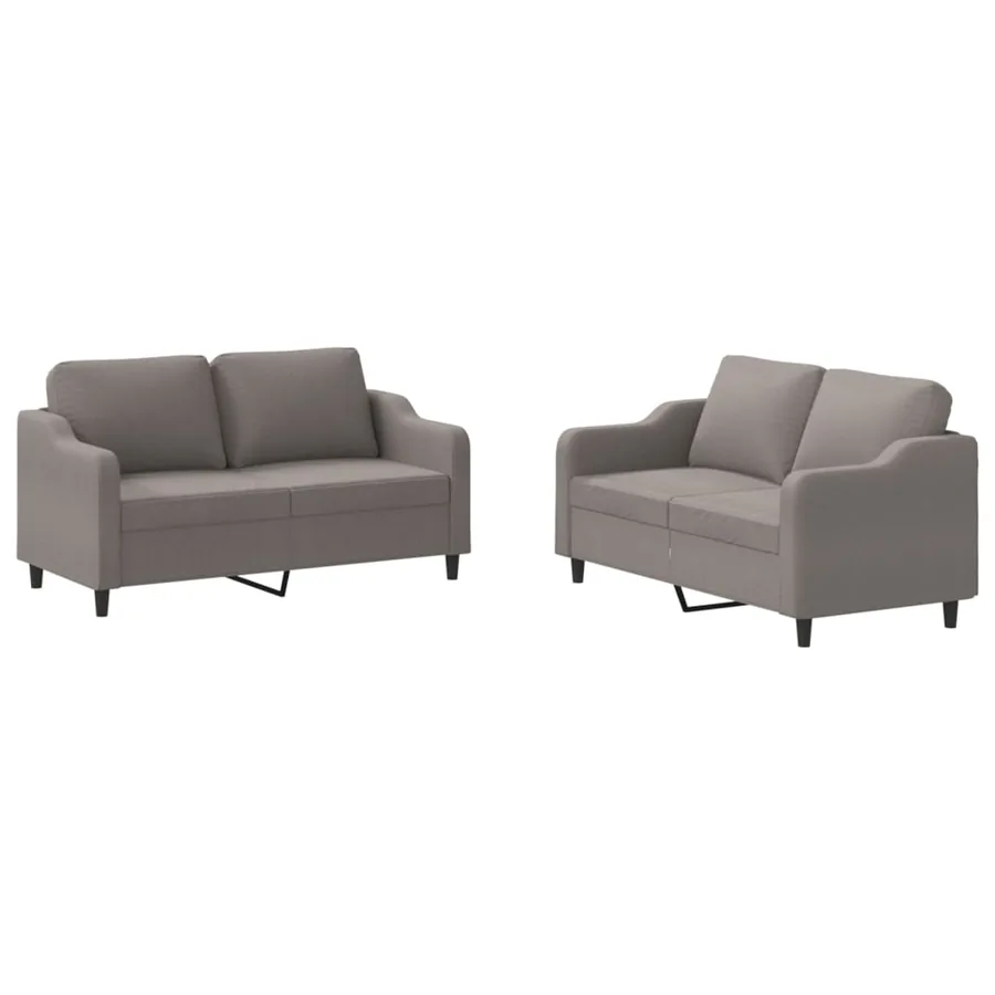 Ensemble de canapés 2 pcs avec coussins Taupe Tissu - 2