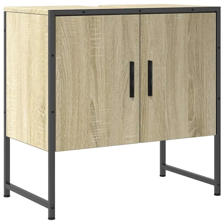 Armoire lavabo de salle de bain chêne sonoma 60x33x60 cm - 2