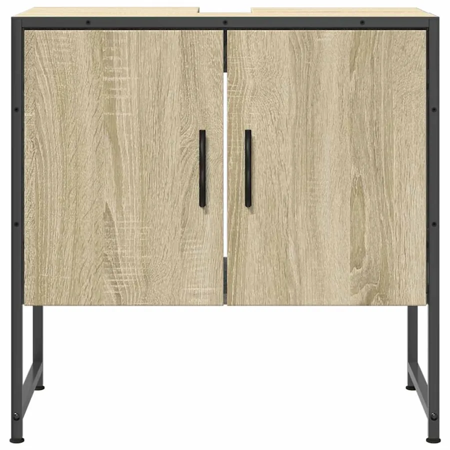 Armoire lavabo de salle de bain chêne sonoma 60x33x60 cm - 4