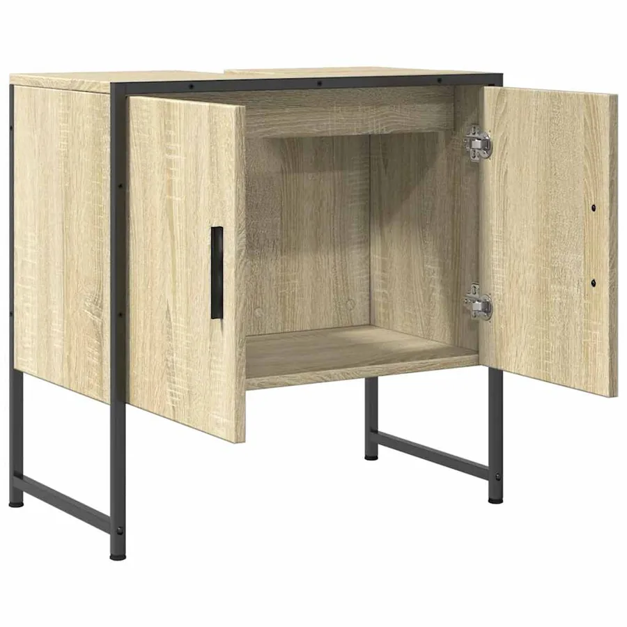 Armoire lavabo de salle de bain chêne sonoma 60x33x60 cm - 5