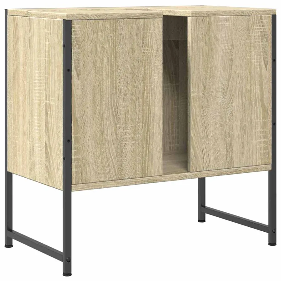 Armoire lavabo de salle de bain chêne sonoma 60x33x60 cm - 6