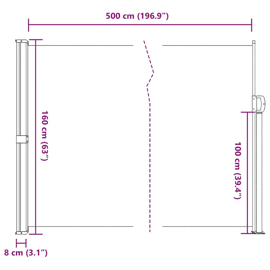 Auvent latéral rétractable crème 160x500 cm - 10