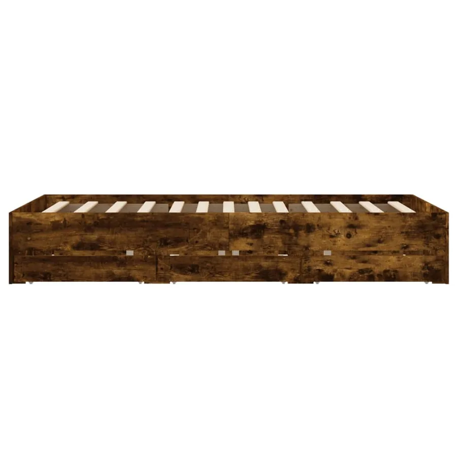 Cadre de lit avec tiroirs sans matelas chêne fumé 120x190 cm - 7