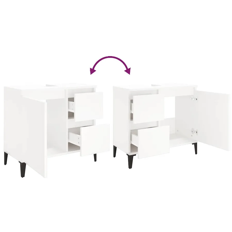Armoire de salle de bain blanc 65x33x60 cm bois d'ingénierie - 10