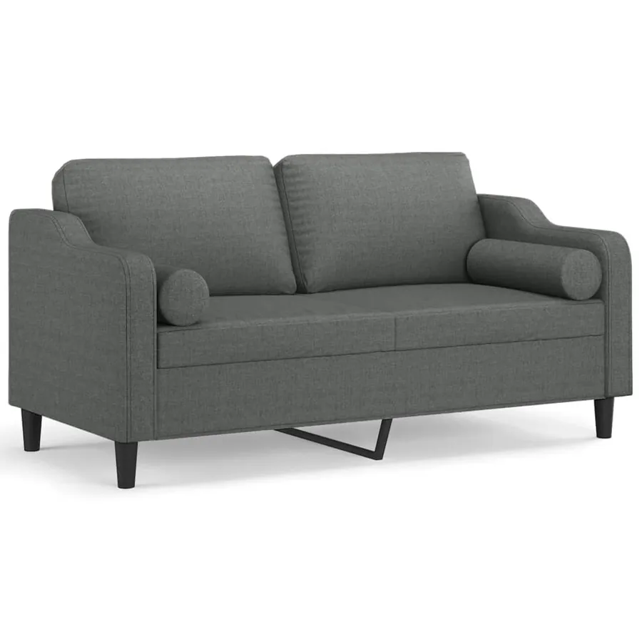 Canapé 2 places avec oreillers gris foncé 140 cm tissu - 2