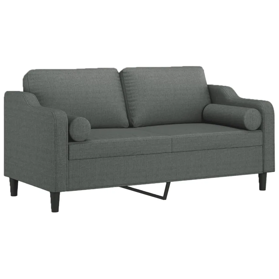 Canapé 2 places avec oreillers gris foncé 140 cm tissu - 3