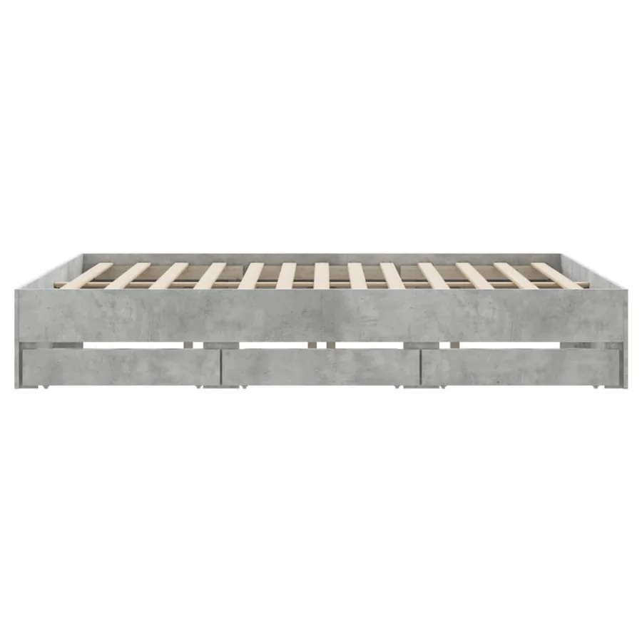 Cadre de lit avec tiroirs sans matelas gris béton 200x200 cm - 7