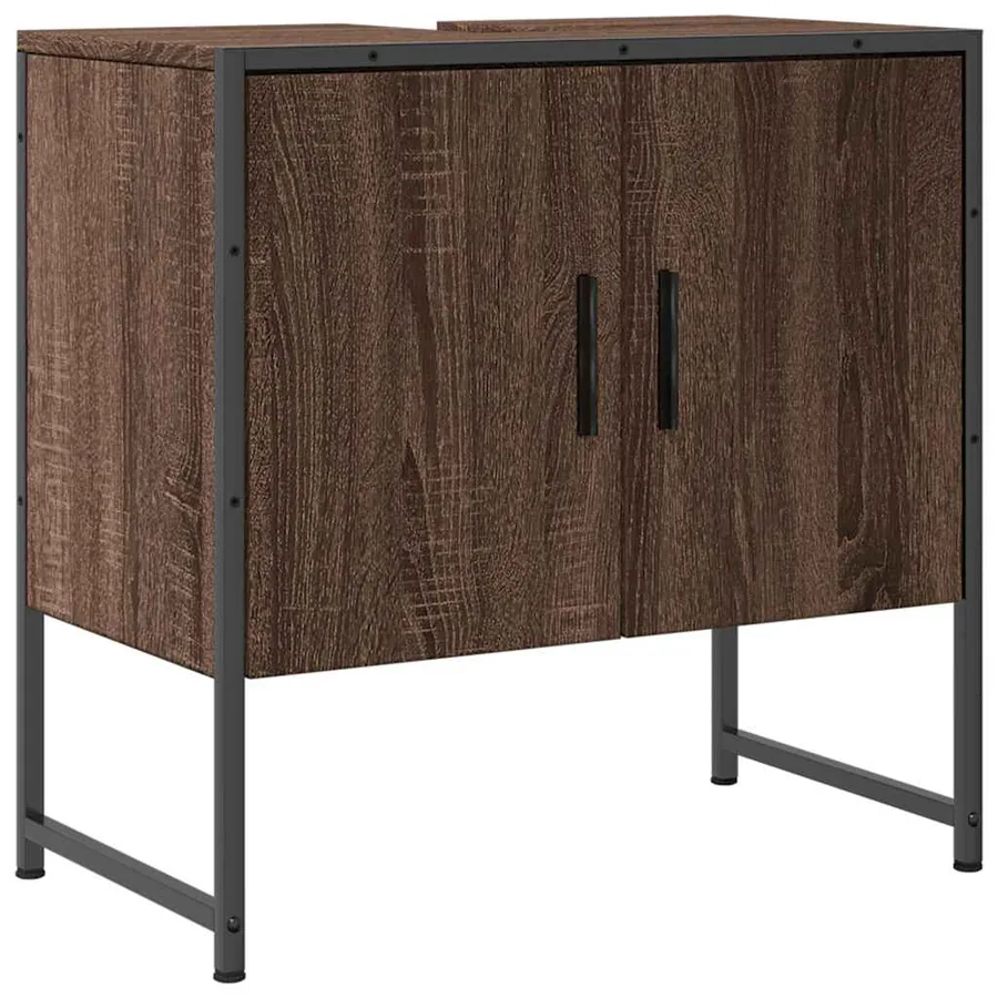 Armoire lavabo de salle de bain chêne marron 60x33x60 cm - 2