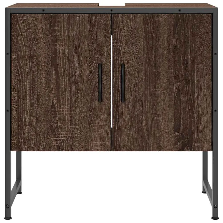 Armoire lavabo de salle de bain chêne marron 60x33x60 cm - 4
