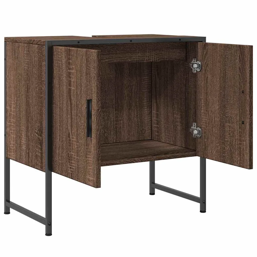 Armoire lavabo de salle de bain chêne marron 60x33x60 cm - 5